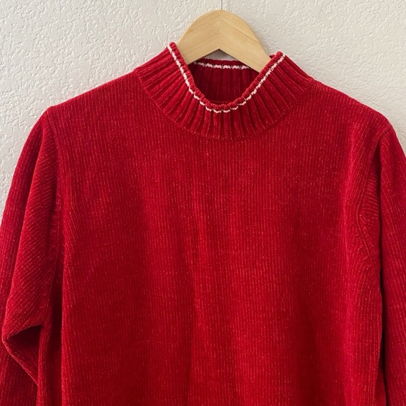 Vintage White Stag Sweater Size Large Red Holiday Christmas Turtleneck - Picture 2 of 5
